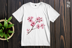 Pink Cherry Blossom Branch Watercolor Floral Clipart Product Image 2