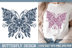Butterfly Silhouette SVG Cut File. Floral Butterfly PNG. Product Image 1