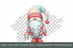 Watercolor gnomes clipart, Coffee gnome pastel Clipart Product Image 2