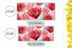 Watercolor Pink Roses Mug Sublimation, Flowers Mug Design Product Image 2