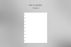 Printable hole punch template for Happy Planner classic size with 9-hole layout, alignment guide overlay demonstrating accurate punching technique for custom planner inserts.