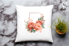 Peach Floral Frame Clipart PNG Product Image 2