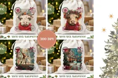 Cartoon Christmas Cow Santa Sack, Christmas Santa Sack PNG Product Image 2