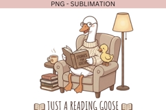 Just A Reading Goose PNG | Cozy Book Lover Goose Clipart Product Image 2