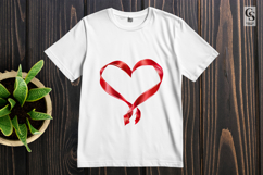 Red Ribbon Heart Bow Design clipart sublimation png Product Image 2
