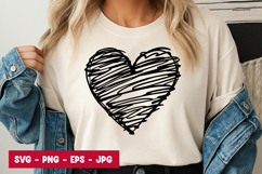 Black Scribble Hand Drawn Heart SVG PNG Product Image 1