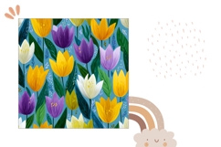 Colorful Tulips Pillow PNG, Floral Pillow Case Template Product Image 2