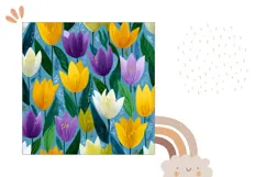 Colorful Tulips Pillow PNG, Floral Pillow Case Template Product Image 2