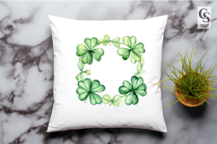 Green Shamrock Wreath Watercolor Clipart Sublimation PNG Product Image 3