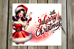 Christmas Pin up Girl | 4 retro Sublimation Tumbler designs Product Image 2