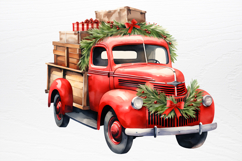 Christmas Cars Watercolor clipart PNG Product Image 2