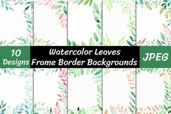 Watercolor Leaves Frame Border Backgrounds Product Image 1