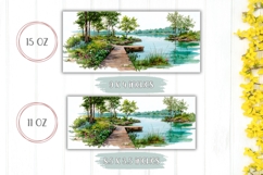 Watercolor Lake Mug Wrap Design, Nature Mug Template Product Image 2