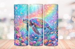 Neon Tropical Turtle 20 OZ Skinny Tumbler Sublimation PNG. Product Image 2