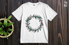 Pine Branch Berry Wreath Clipart Sublimation PNG Product Image 2