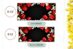 Red Flowers Mug Wrap, Floral Mug, Red Tulips PNG Product Image 2