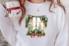 Watercolor Christmas Window Clipart Product Image 2