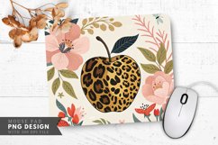 Leopard Print Apple with Floral Accents Mouse Pad PNG Product Image 1