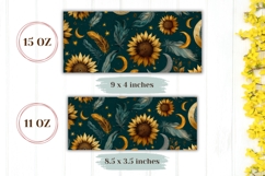 Night Sky Mug Wrap Design, Sunflowers Mug PNG, Moon Mug Product Image 2