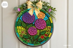 Flowers Stained Glass Door Sign | Door Hanger | SVG Product Image 1