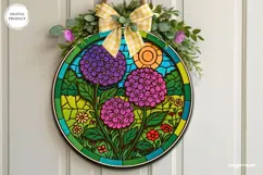 Flowers Stained Glass Door Sign | Door Hanger | SVG Product Image 1