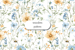 Wildflowers Digital Paper , Flowers Scrapbook, Meadow paper Product Image 1