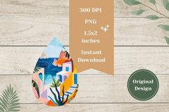 Summer Teardrop Earrings PNG, Summer Sublimation Design Product Image 2