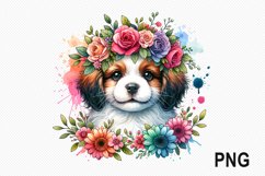 Dog Flowers Sublimation - Dog Flowers Clipart PNG Design Product Image 1