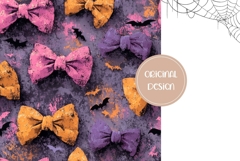 Halloween Bows Backgrounds, Spooky Ghost Digital Papers Product Image 2