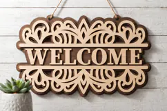 Welcome Sign Lasercut - Laser Cut Split Monogram File Product Image 1
