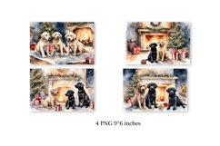 Watercolor cards with Labradors for Christmas. Puppies Product Image 2
