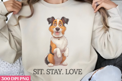 Sit Stay love PNG, Sarcastic Cartoon Dogs Sublimati Product Image 1