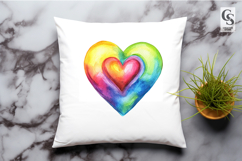 Watercolor Rainbow Layered Heart Clipart Sublimation PNG Product Image 2