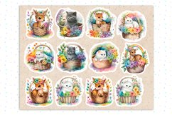 Cute Animals in Bascket. Print &amp; Cut Stickers PNG Product Image 2