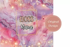 Pink Marble Tumbler Wrap Design, Boss Mama Tumbler Template Product Image 2