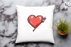 Red Heart Pierced by Arrow Clipart Sublimation PNG Product Image 3