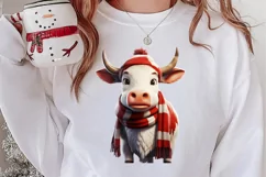 Cute Cow for Christmas Clipart Sublimation, Christmas PNG Product Image 2