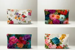 Peony Cosmetic Bag, Vintage Flowers Cosmetic Bag Print Product Image 2