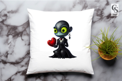 Cute Gothic Characters With Hearts Clipart Sublimation PNG Product Image 2