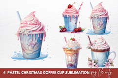 Pastel Christmas Coffee Cup Sublimation Clipart Product Image 1