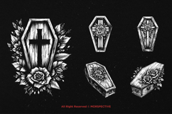 10 Bundle Dark Art Coffin Death Body Man Floral RIP Grave Product Image 3