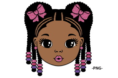 Clipart Black Girl Pink Bows Sublimation Digital Design Product Image 2