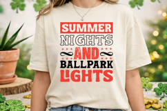 Summer Nights And Ballpark Lights SVG T-Shirt Design Product Image 2