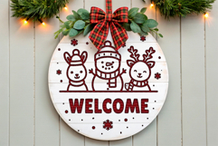 Christmas door hanger Laser Cut. Welcome Door Sign SVG. Product Image 2