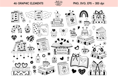 Valentine bookish clipart, Romance books png, Valentines day Product Image 2