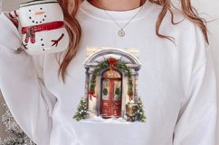 Christmas Door Watercolor Clipart, Christmas Door PNG Product Image 2