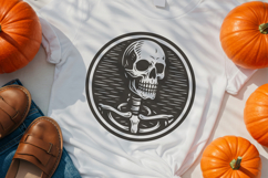 Retro Halloween Skull SVG | Vintage Skeleton PNG Clipart Product Image 2