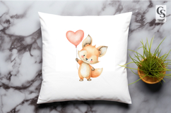 Cute Watercolor Fox With Heart Clipart Sublimation PNG Product Image 3
