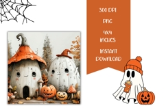 Watercolor Halloween Square Coasters, Fall Square Coaster Product Image 2