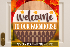 Farmhouse Fall Welcome Sign SVG | Round Door Hanger Design Product Image 3